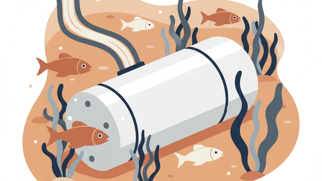 A sealed cylindrical data centre capsule on the sea floor surrounded by fish