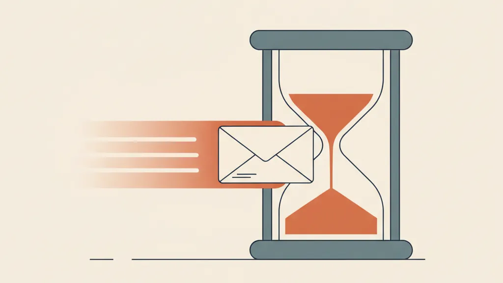 An envelope racing a beam of light against an hourglass