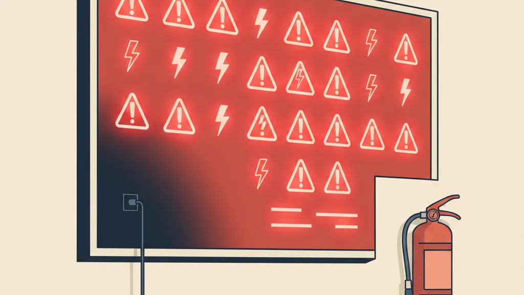 A status board glowing all red while its own screen is dark