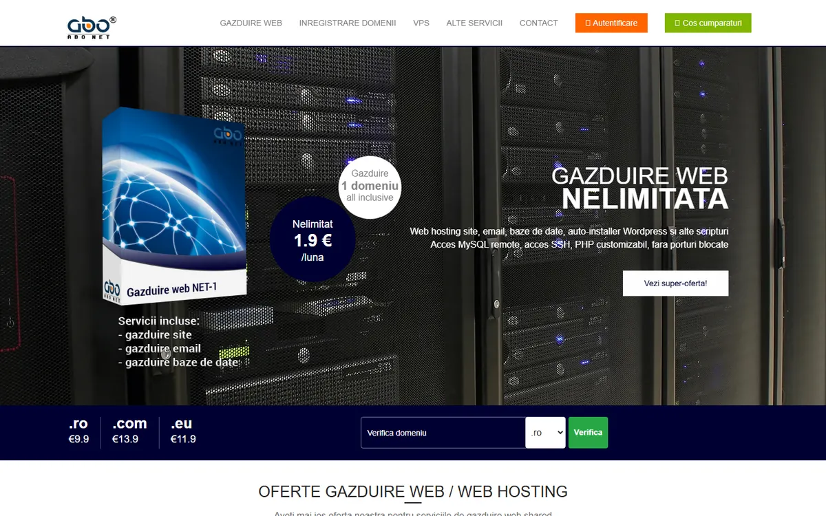 Homepage screenshot of Abonet