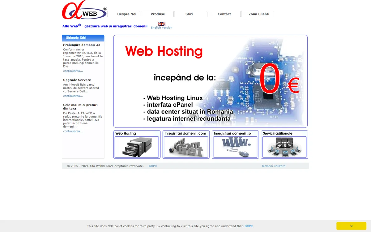 Homepage screenshot of Alfa Web