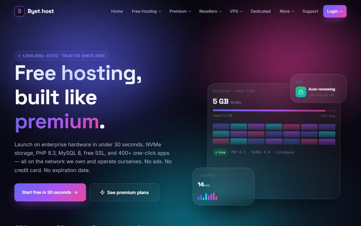 Byet (ByetHost) homepage