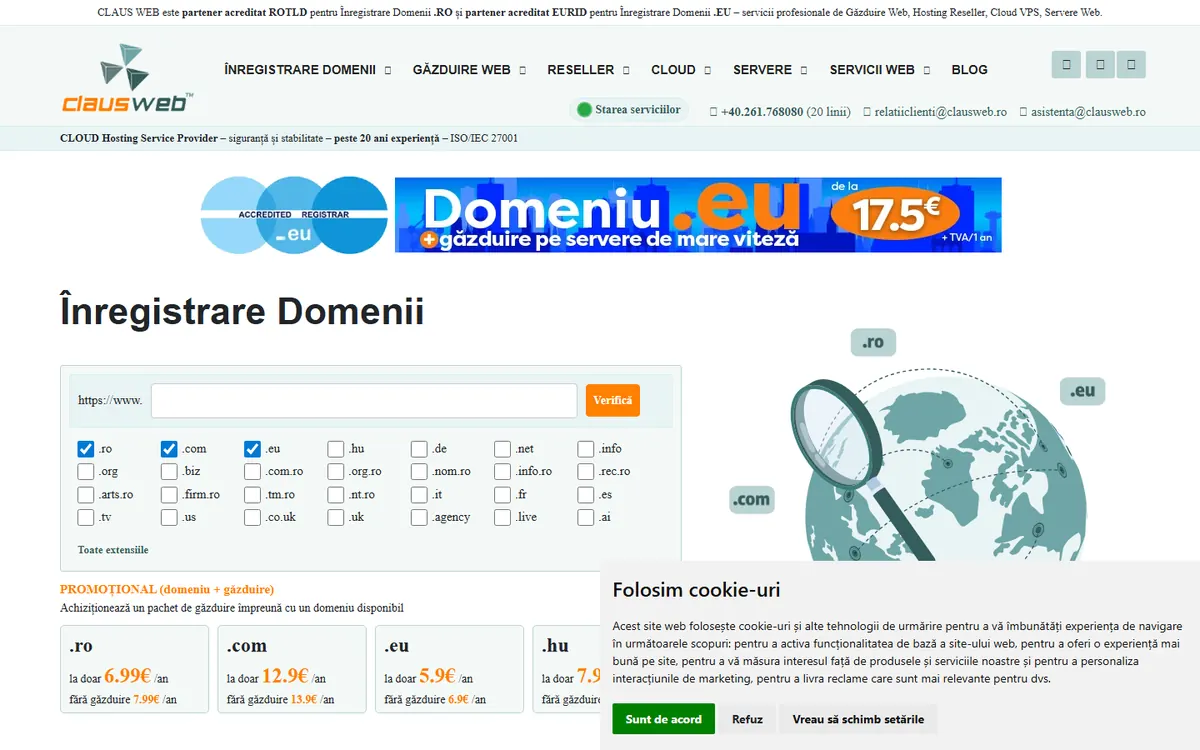Homepage screenshot of Claus Web