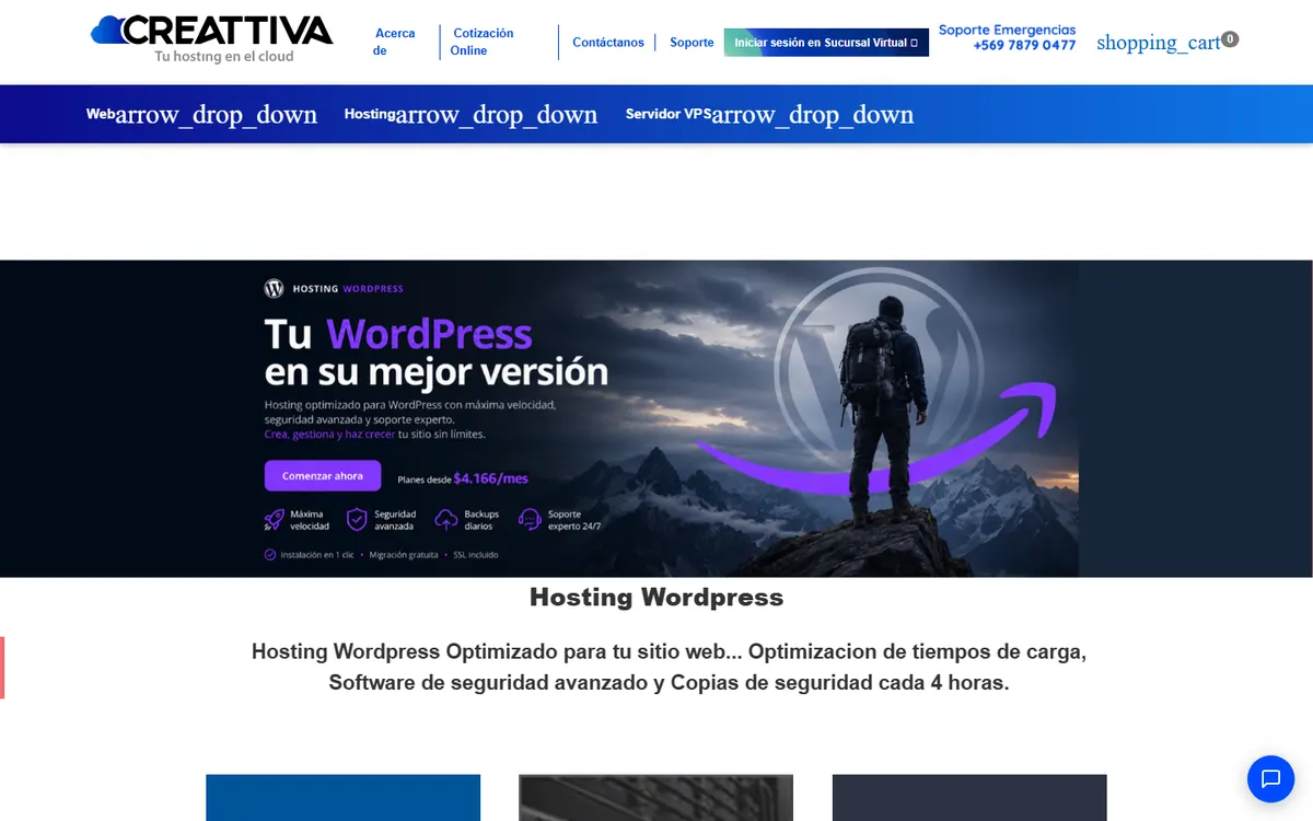 Homepage screenshot of CReattiva.cl