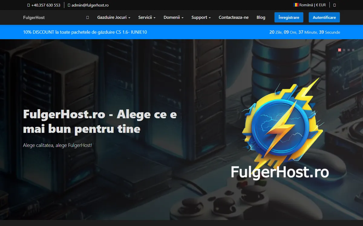 Homepage screenshot of FulgerHost