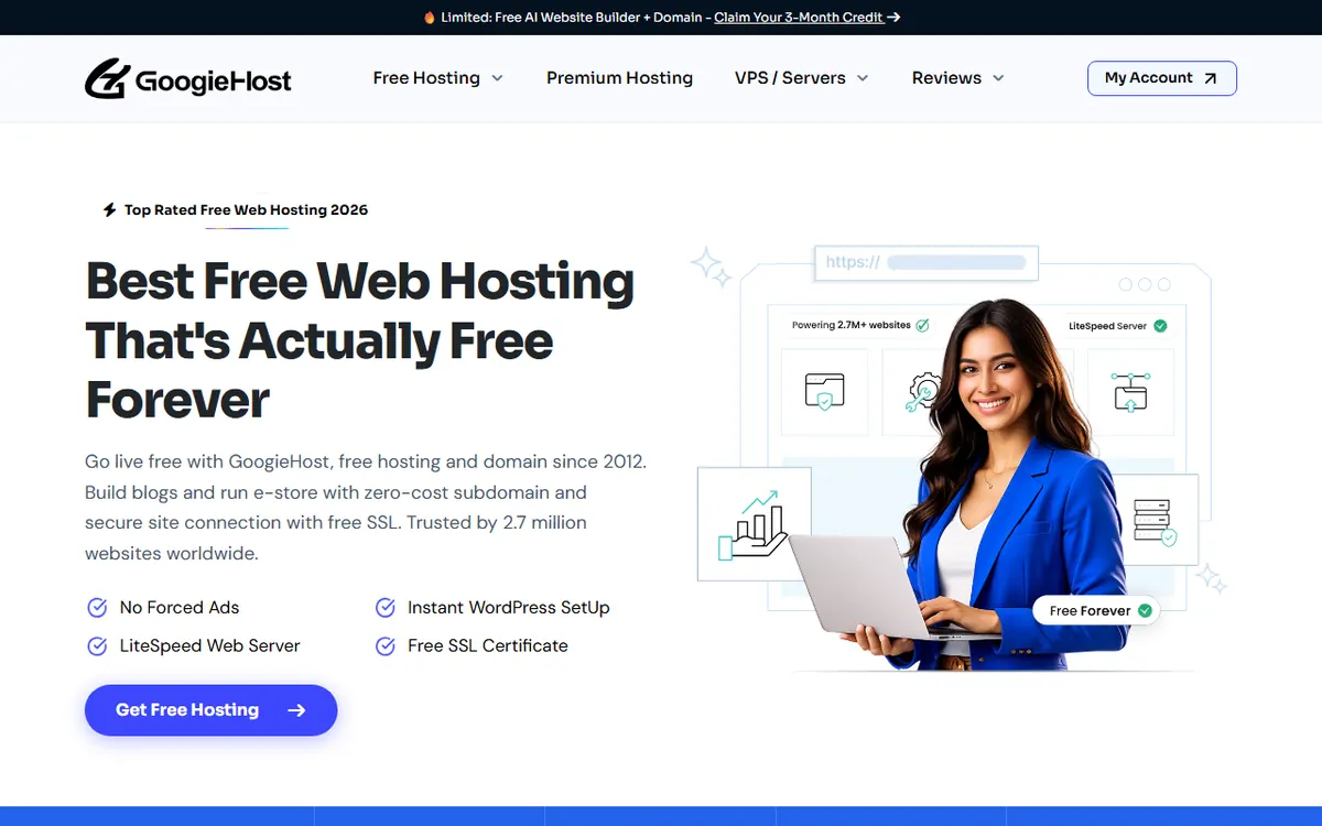 GoogieHost homepage