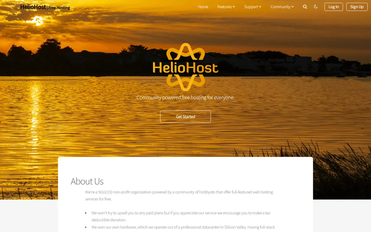 HelioHost homepage