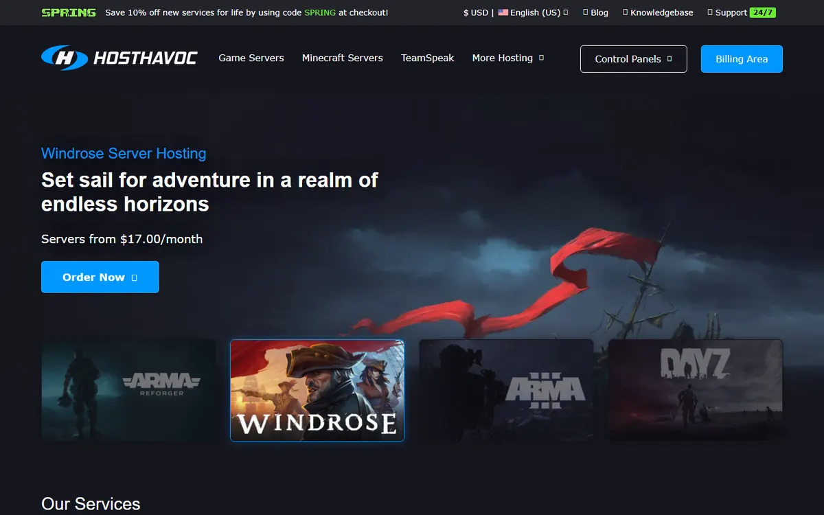 Homepage screenshot of Host Havoc