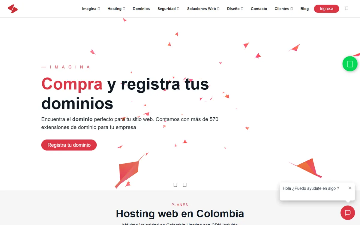 Homepage screenshot of Imagina Colombia