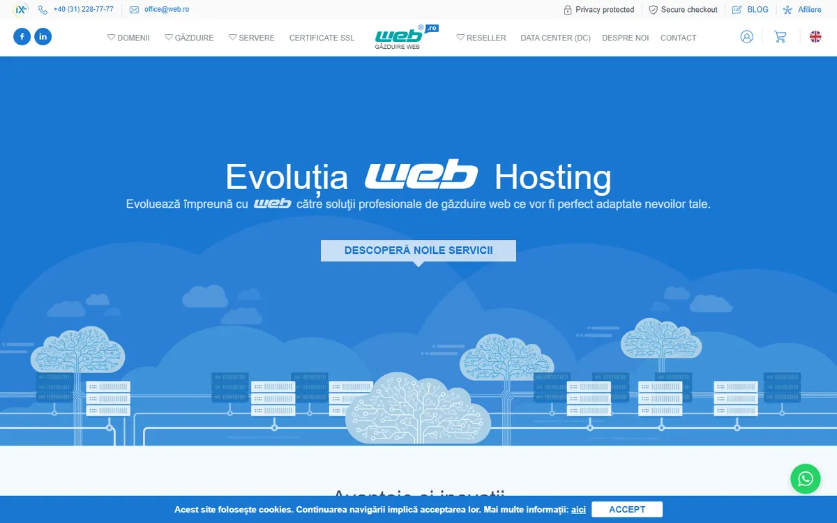 Homepage screenshot of web.ro