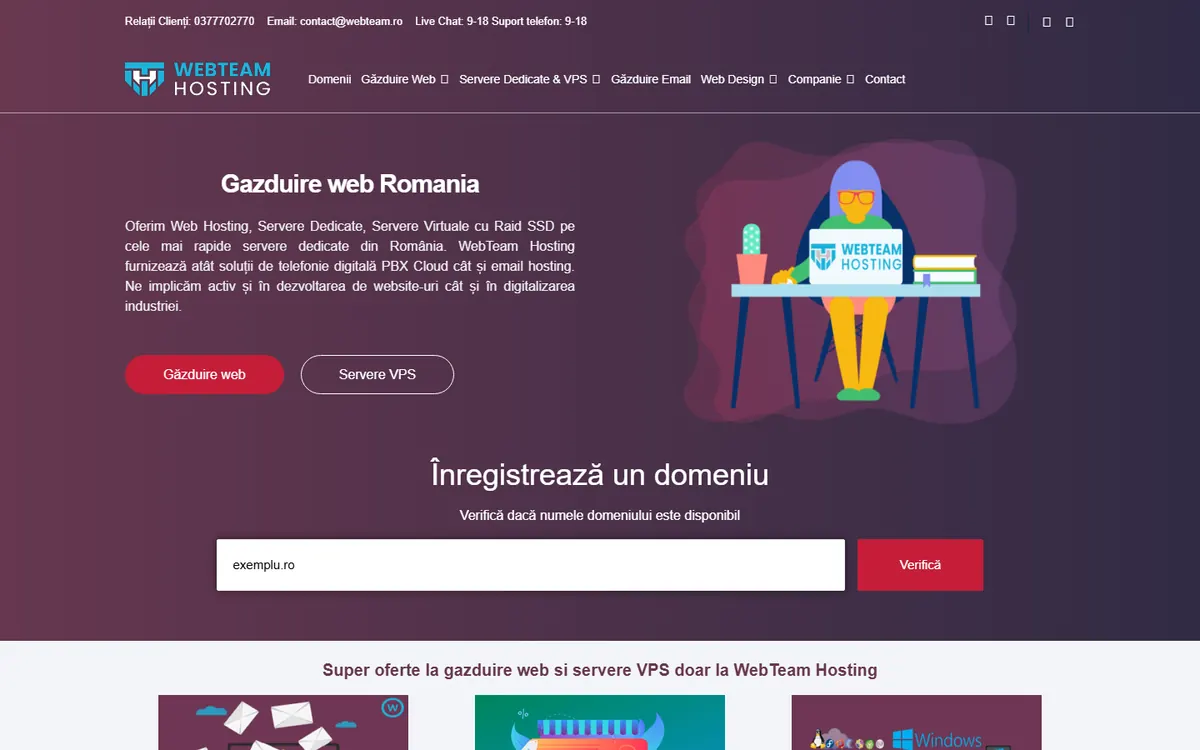 Homepage screenshot of WebTeam Hosting