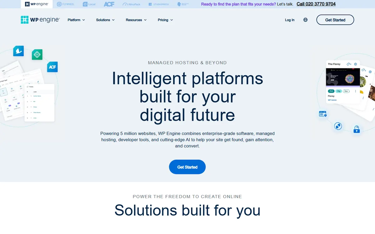 Homepage screenshot of WP Engine