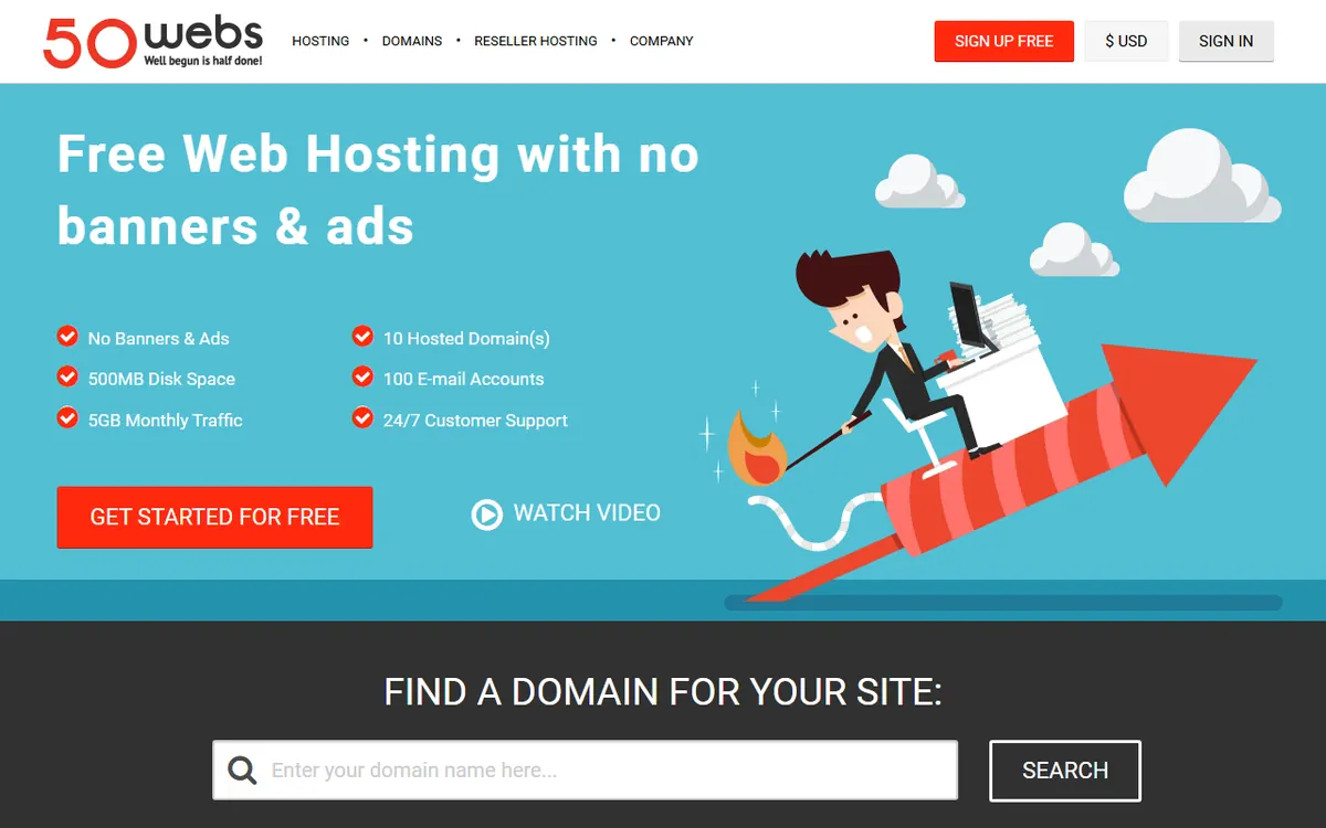 50Webs homepage