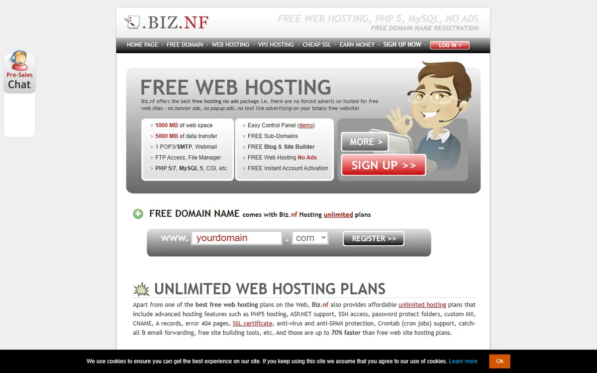 Biz.nf homepage