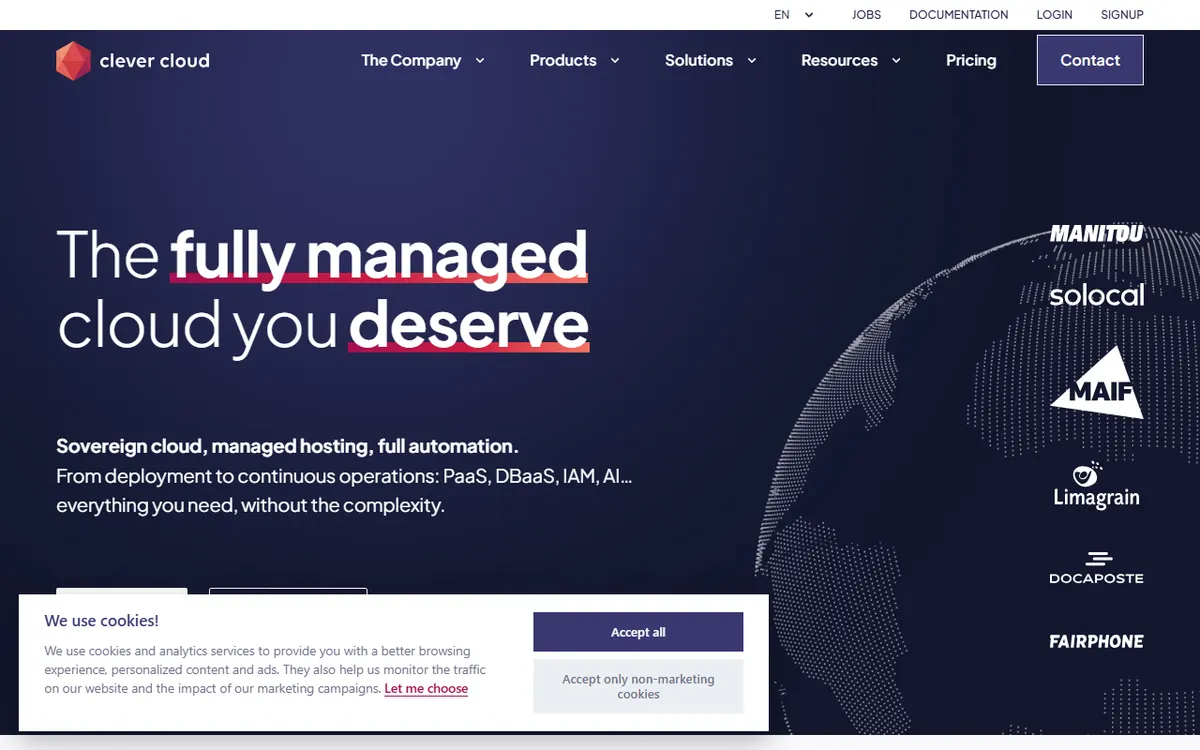 Clever Cloud homepage
