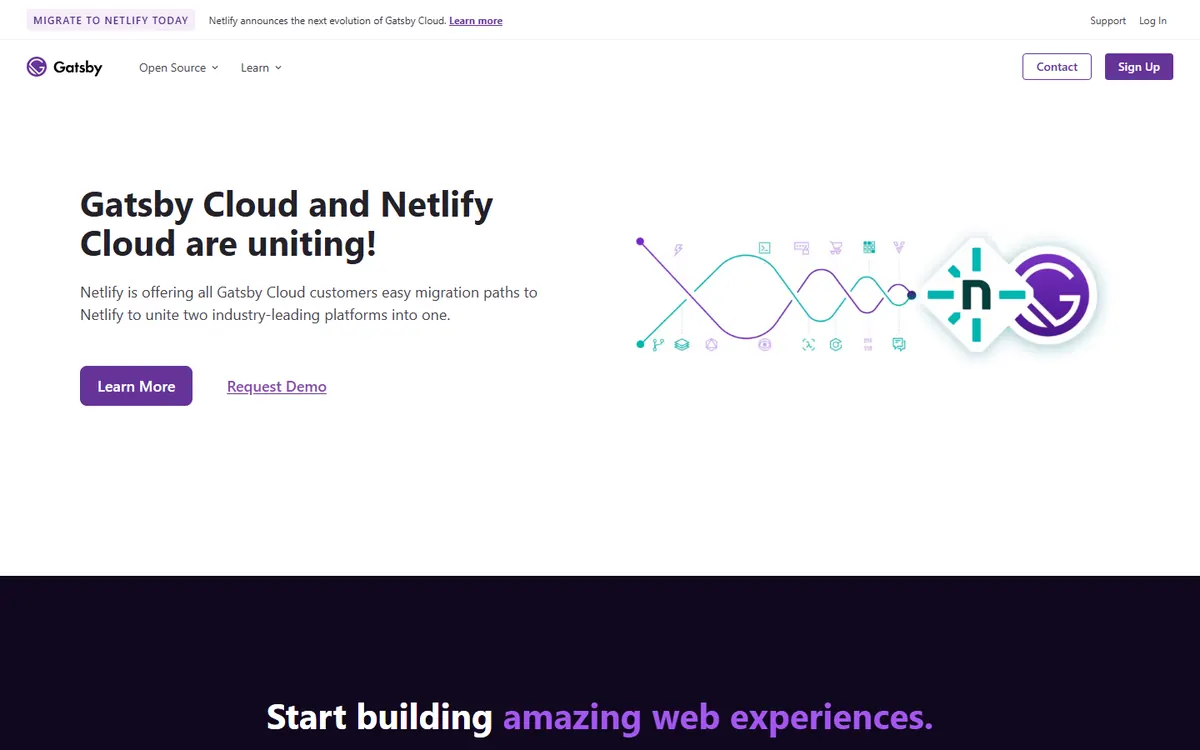 Homepage screenshot of Gatsby Cloud
