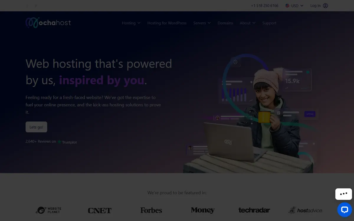 Homepage screenshot of MochaHost