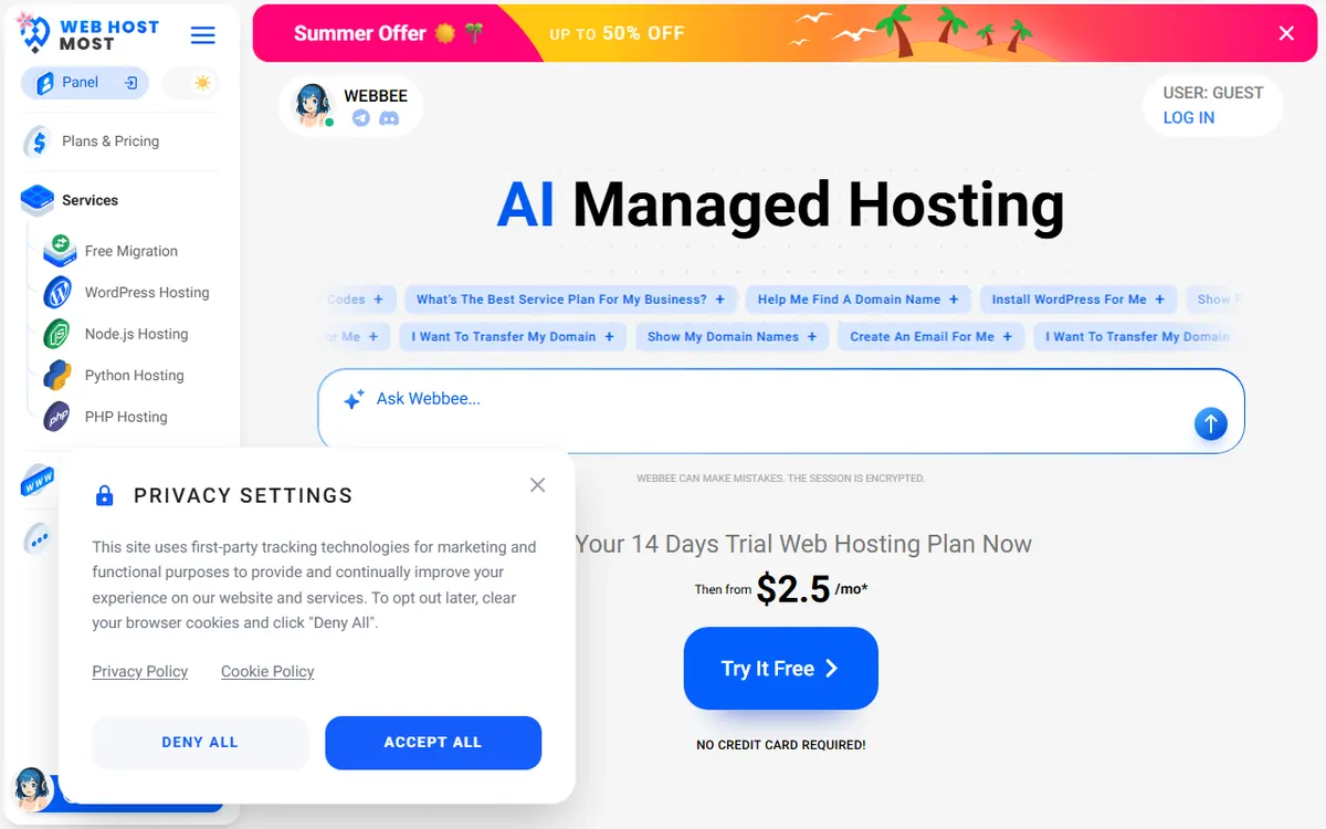 WebHostMost homepage
